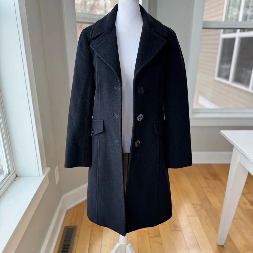 Vintage Michael Kors Black Wool Short Trench Dress Coat Fully Lined Small/Medium